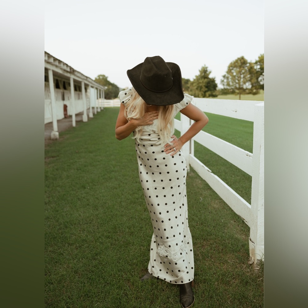 Free People Cream and Black Polka Dot Maxi Dress